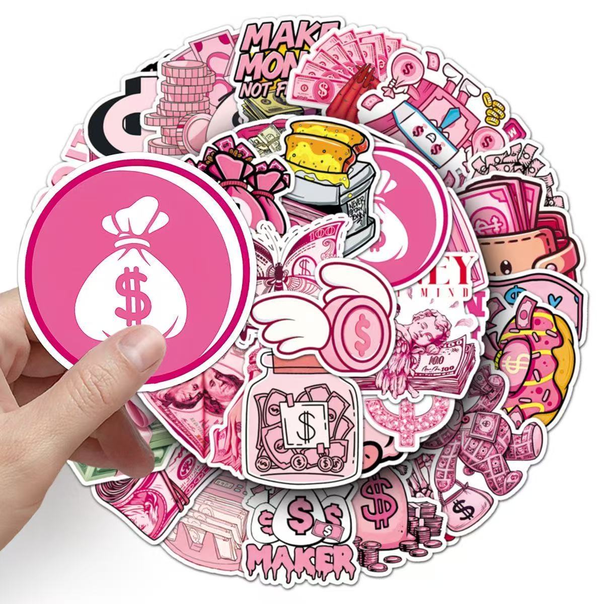 Travel Accessories Pink - 50Pcs Cute Pink Dollar Coin Cartoon