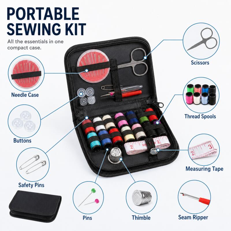 Travel Accessories To Sew - Portable Sewing Kit for Beginners &