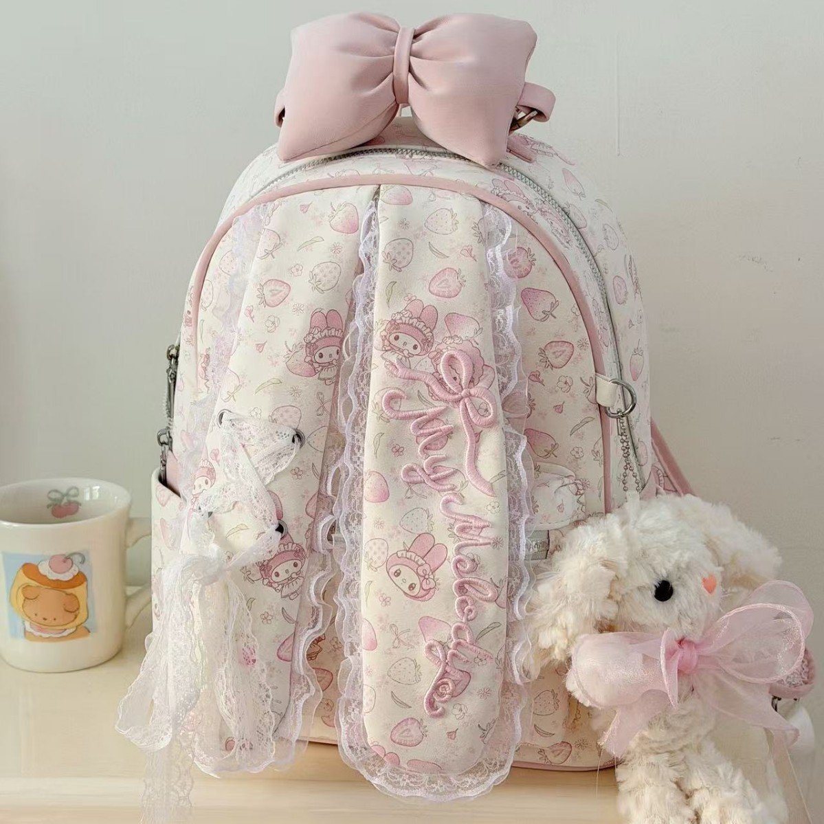 Travel Accessories Pink - Kawaii Melody Print Backpack Pink Big