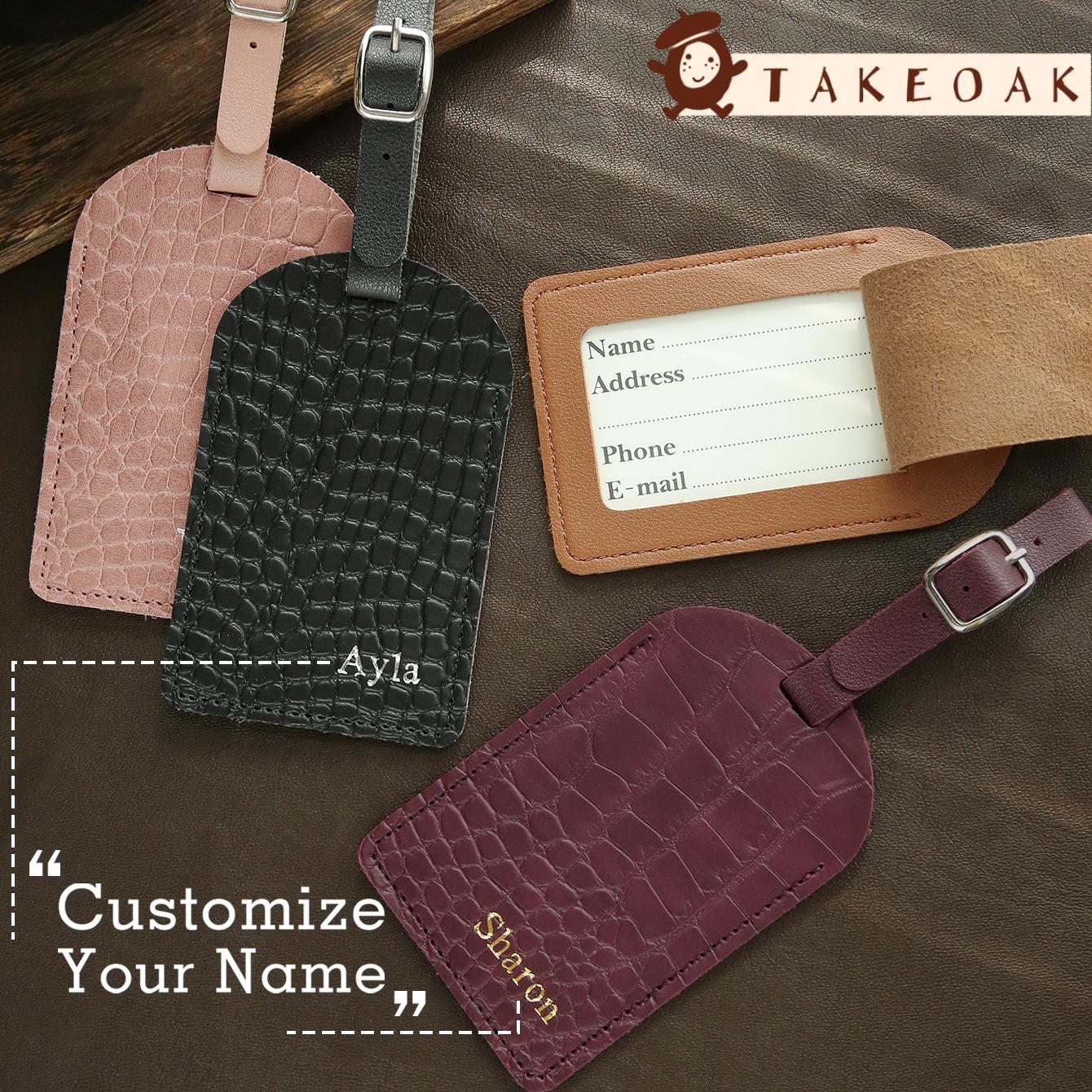 Travel Accessories Pink - Personalized Custom Name Croc Texture Leather