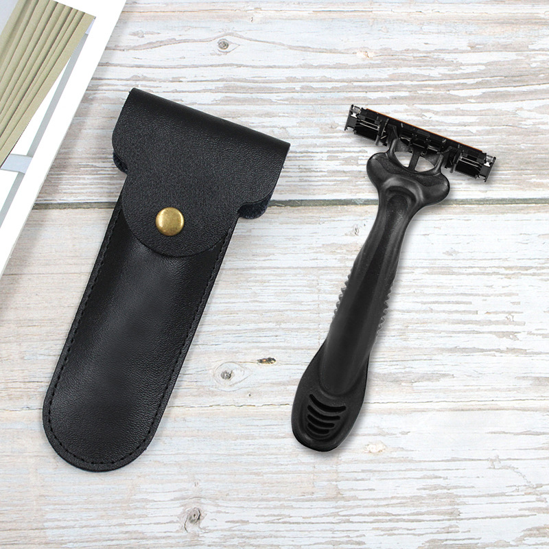 Travel Router Accessories - Manual Razor Leather Case, Travel Beard