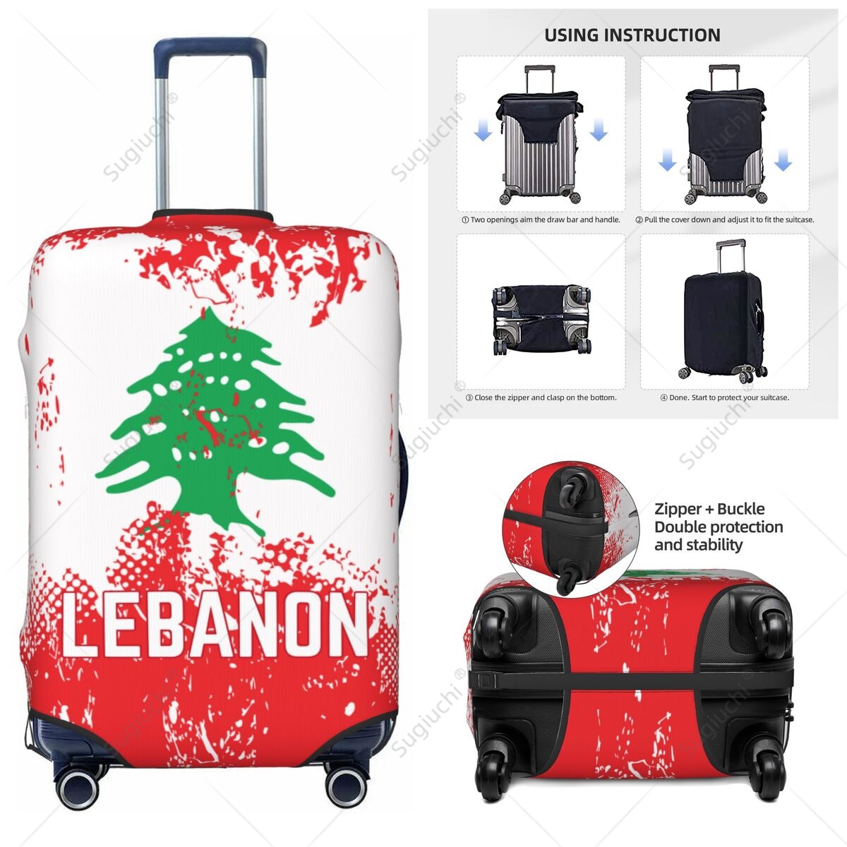 Travel Accessories Lebanon - Lebanon Flag Luggage Cover Suitcase Elastic