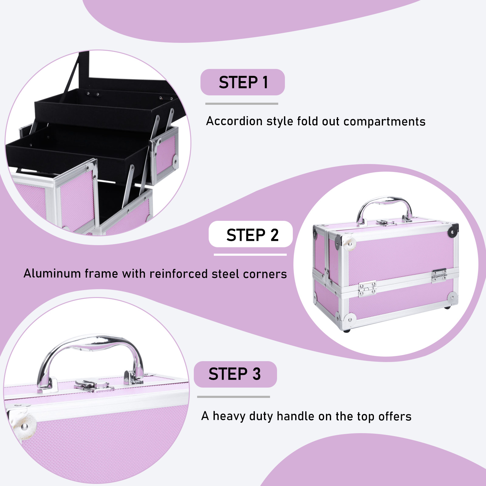 Pink Aluminum Alloy Makeup Cas - Travel Accessories Pink recension och pris