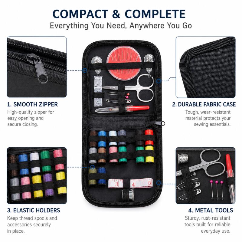 Portable Sewing Kit for Beginn - Travel Accessories To Sew recension och pris