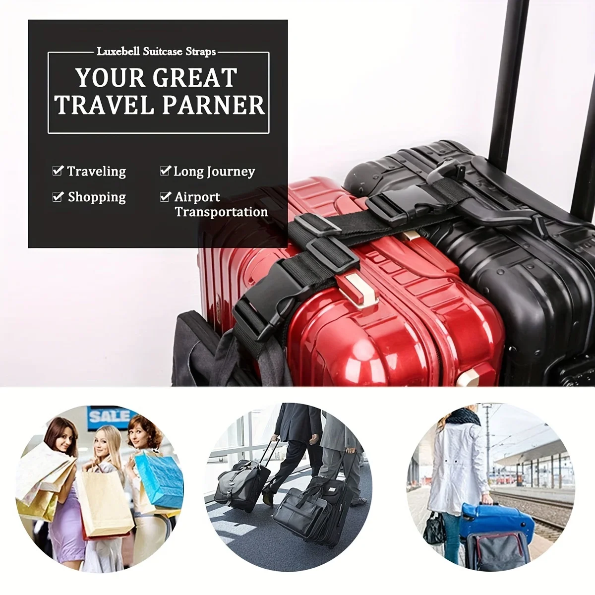 1pc Simple Adjustable Luggage  - Travel Accessories Luggage Straps recension och pris