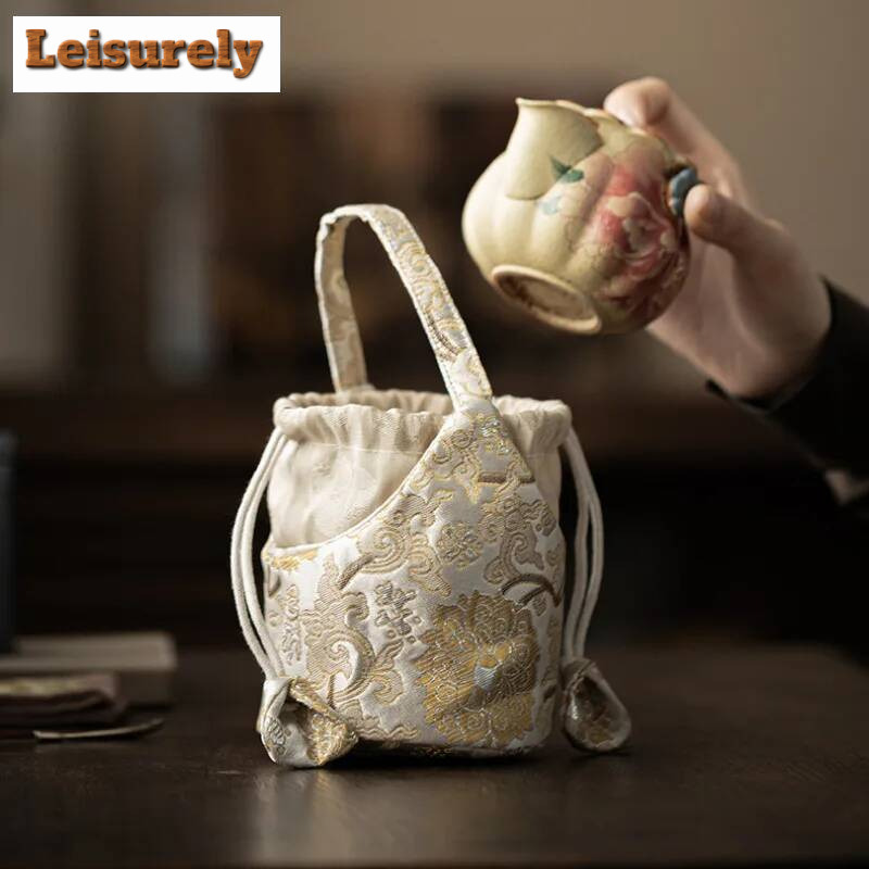 Chinese Brocade Drawstring Tea - Travel Accessories Kit Bag recension och pris