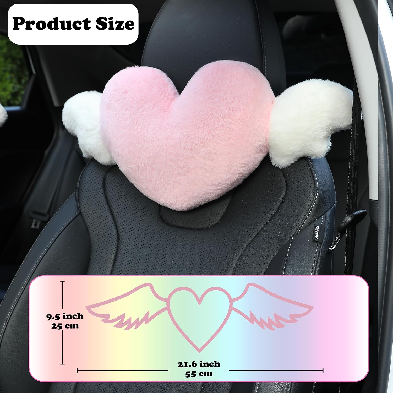 2 Pack Heart Shaped Cute Car H - Travel Accessories Pink recension och pris