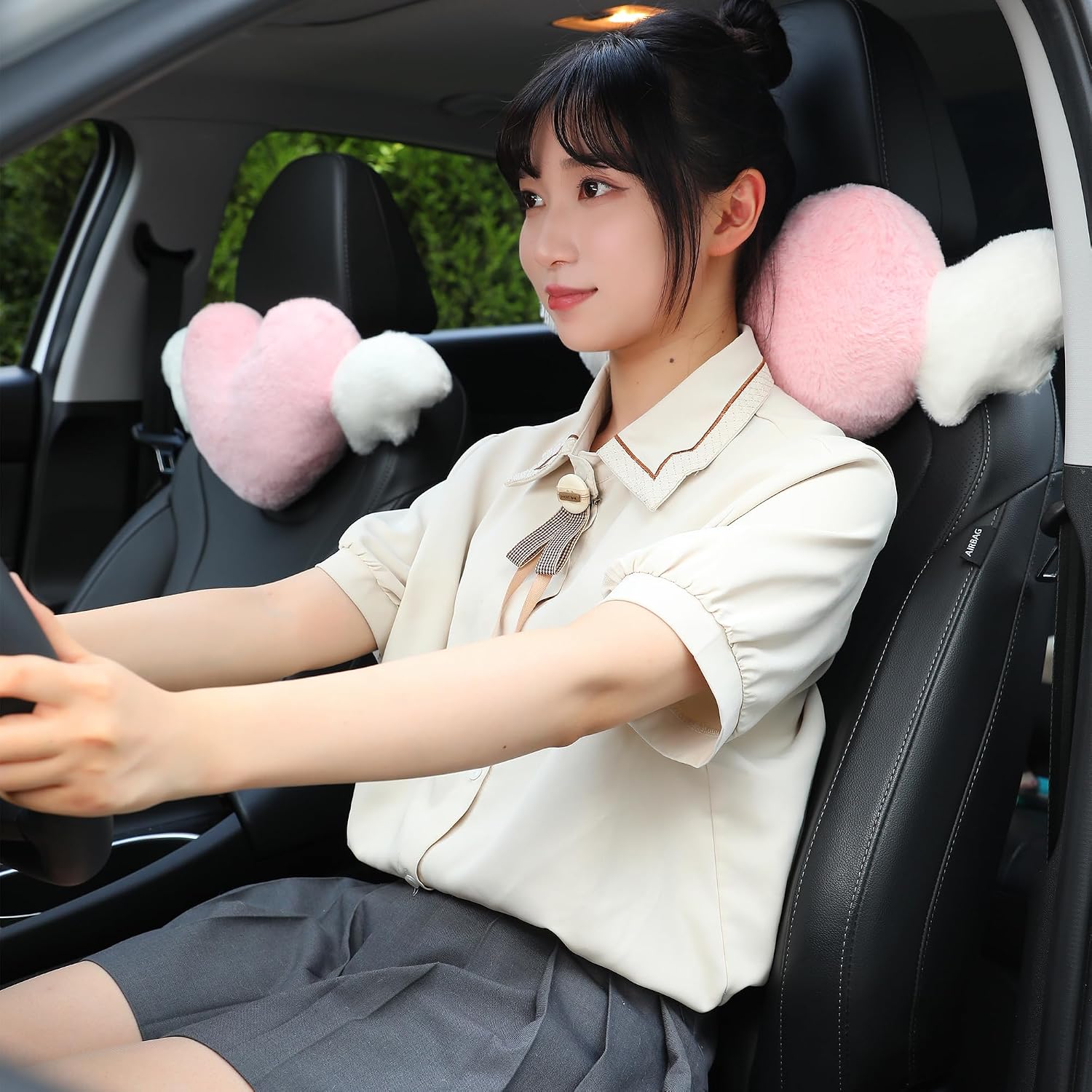 2 Pack Heart Shaped Cute Car H - Travel Accessories Pink recension och pris